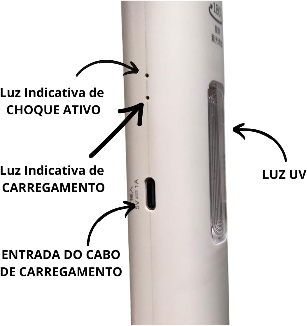 Raquete elétrica 2 em 1 Luminaria Armadilha Repelente Luz Led UV Lampada Choque