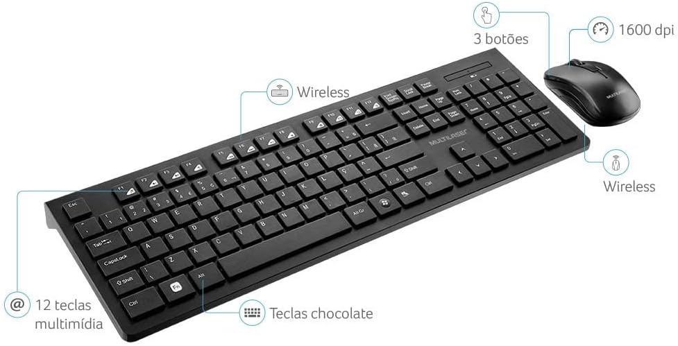 Kit Teclado e Mouse Sem Fio Multi Com Conexão USB - TC212