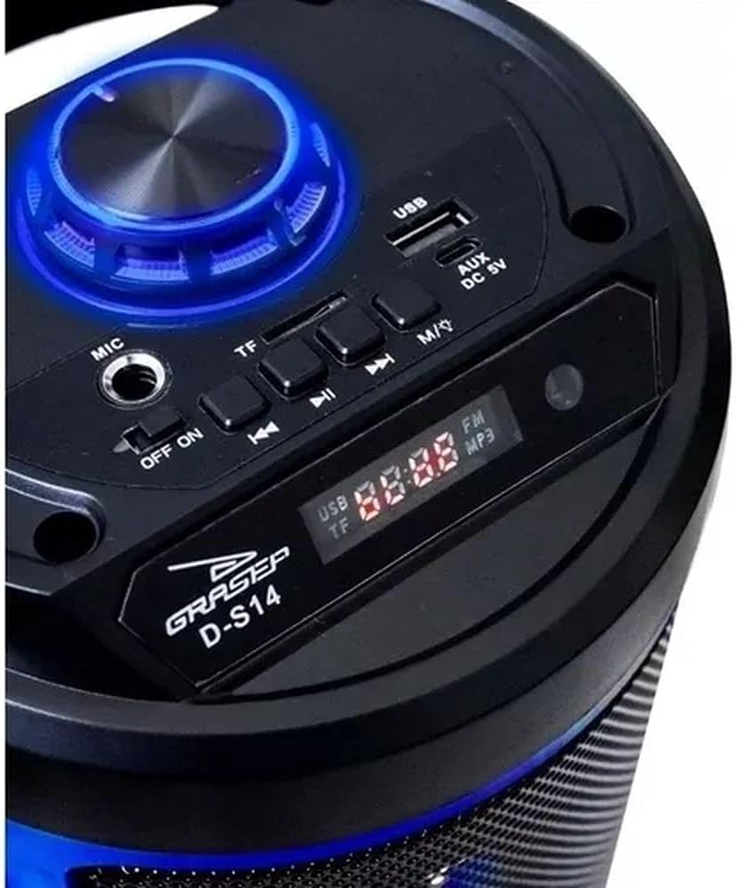 Caixa De Som Grasep Amplificada, Led, Microfone, Bluetooth - DS14