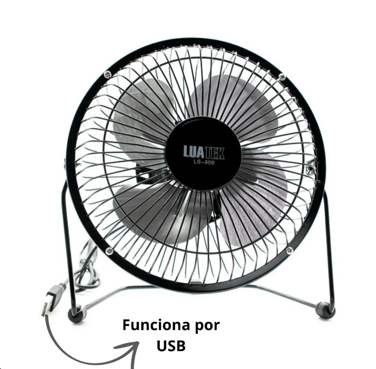 Ventilador de Mesa USB Premium Mini com 4 Pás de Metal Potente e Silencioso LS906