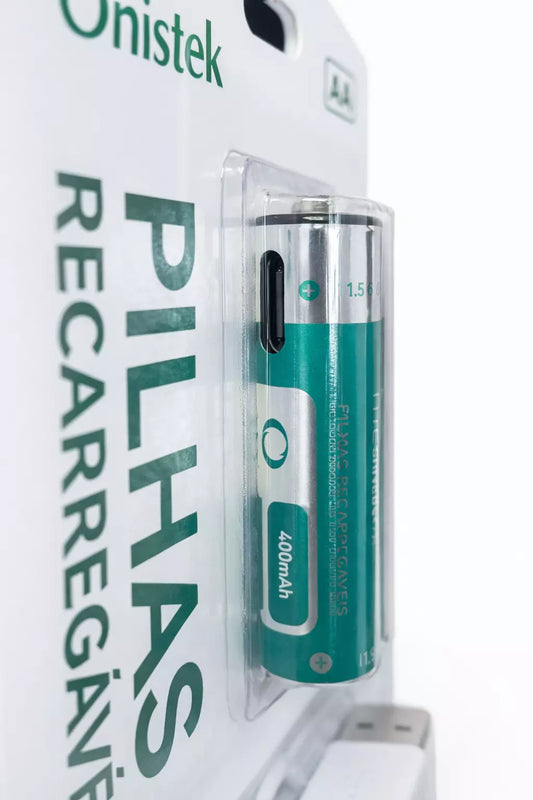 PILHAS RECARREGAVEIS AAA 2 UN ONISTEK 600mWh COM CABO