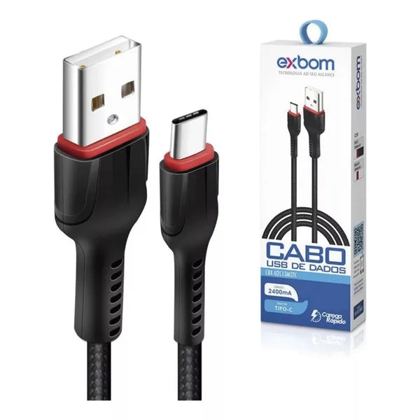 Cabo Tipo C 3 Metros Carregador Rápido Usb Reforçado Nylon - exbom