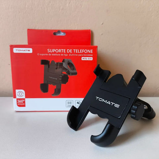 Suporte Celular Aluminio P/ Moto E Bike Tomate MTG-035 Preto Giratório 360