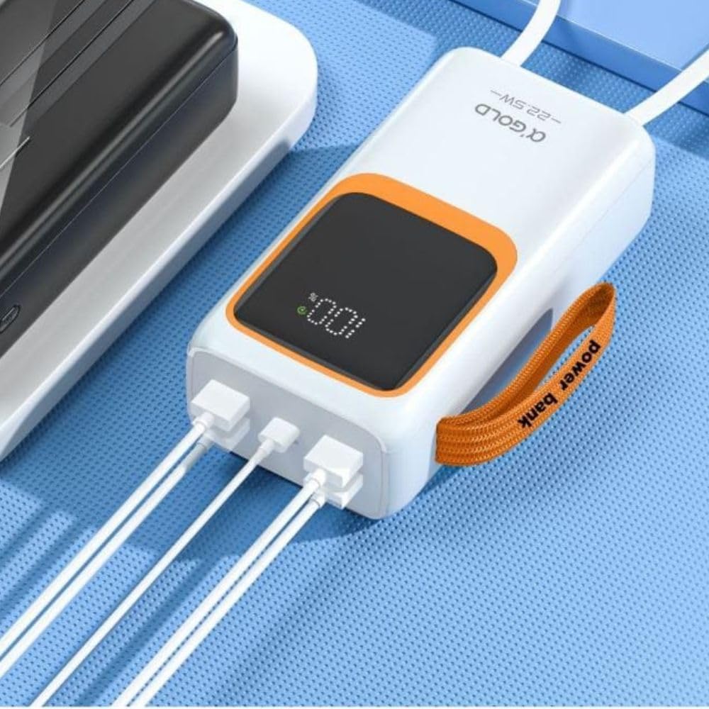 Carregador Portátil Power Bank TURBO 30000mAh com Lanterna Carregamento Rápido Quatro Entradas USB  2 Cabos Inclusos  BTE46