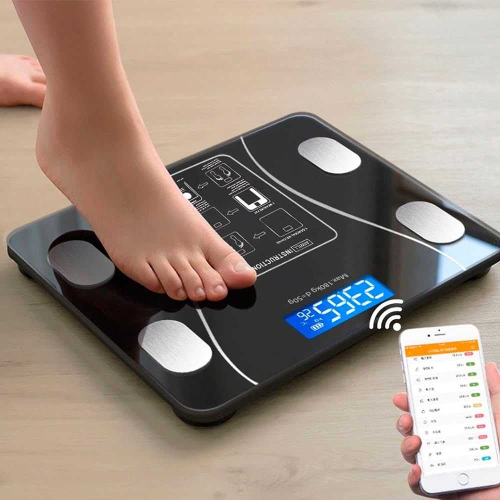 Balança Digital de Bioimpedância com Bluetooth e Aplicativo para Análise Corporal e Medição de Gordura
