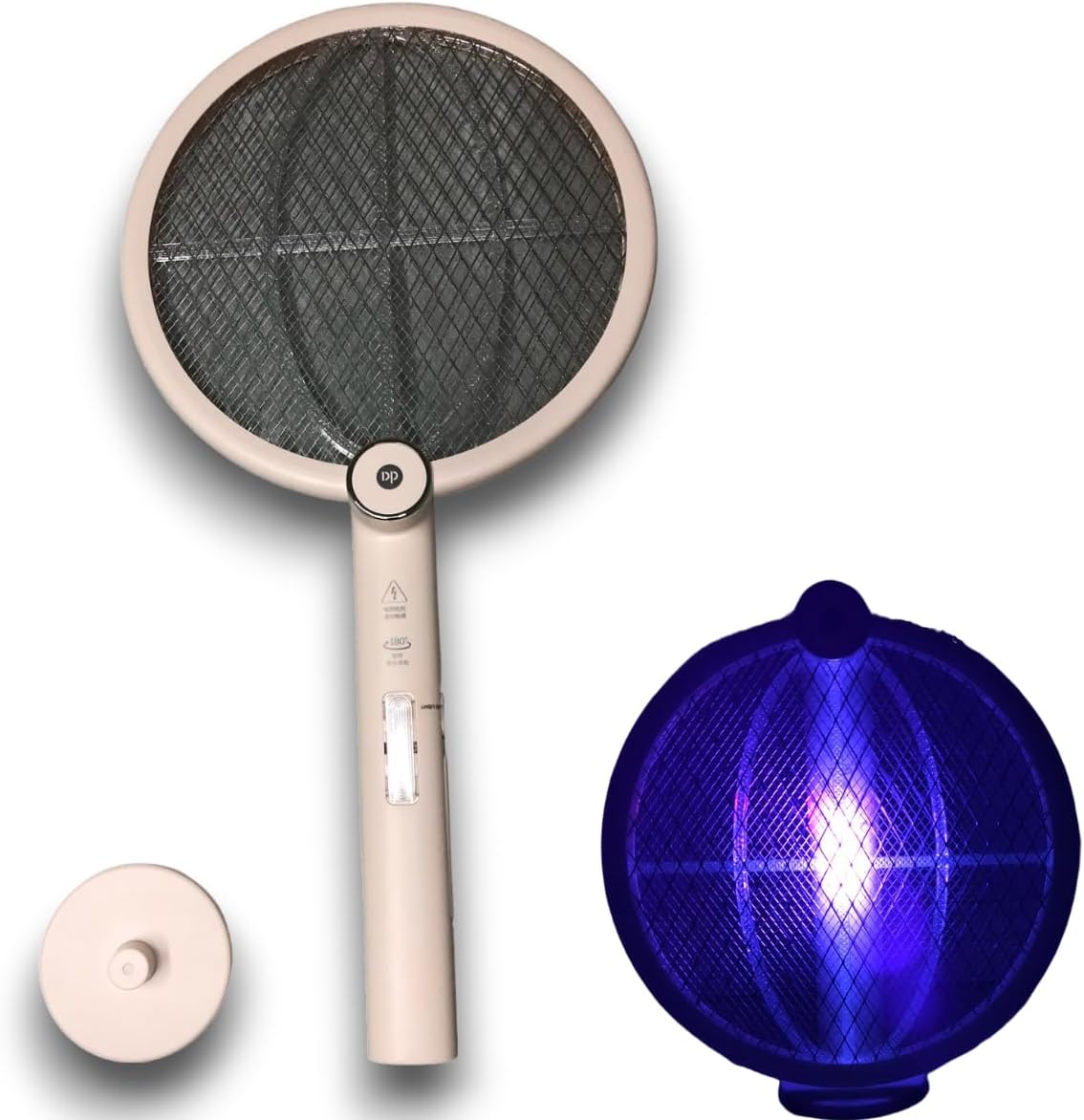 Raquete elétrica 2 em 1 Luminaria Armadilha Repelente Luz Led UV Lampada Choque