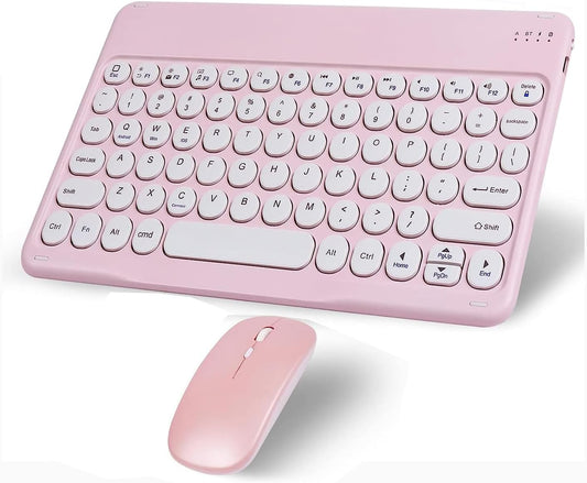 Teclado e Mouse Sem Fio Bluetooth KA-685 Rosa