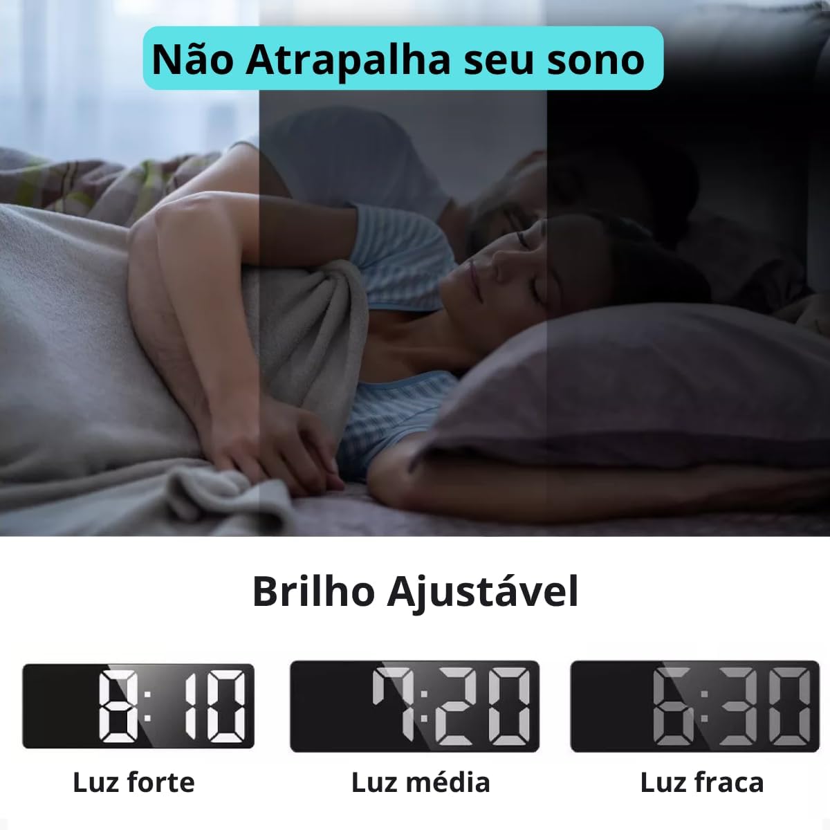 Relogio Despertador Led Para Quarto Com Luz Noturna E Temperatura Relógio De Mesa USB Digital Visor 12/24h Brilho Ajustável (Led Verde)