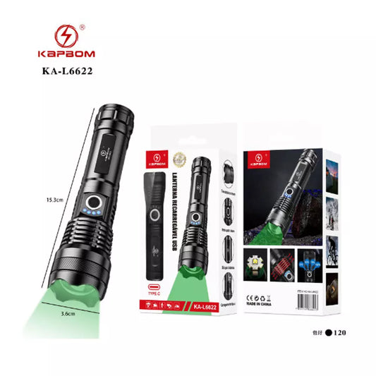 LANTERNA DE LED VERDE KAPBOM TYPE-C USB KAPBOM KAL6622