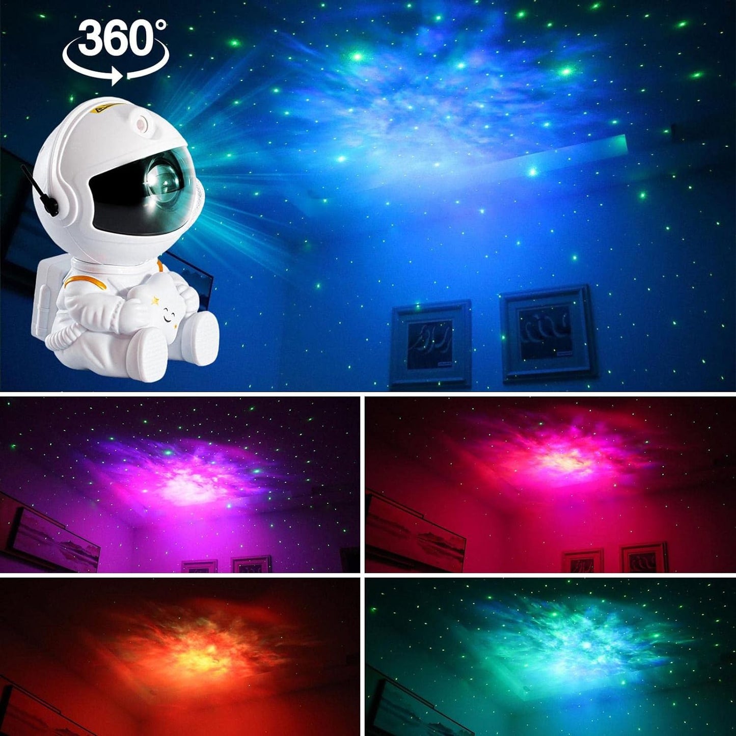 Luminaria Projetotor De Luz Astronauta Galaxy Ligth Estrelas Branco 110v/220v