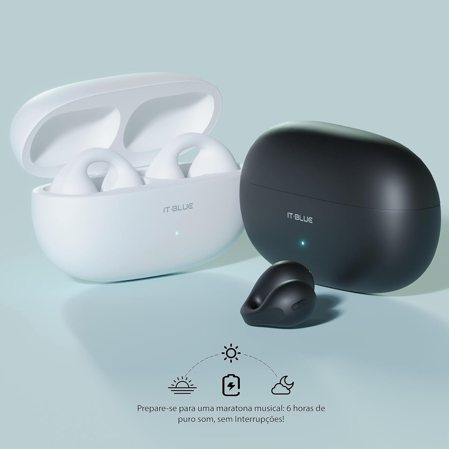 Fone De Ouvido Bluetooth IT BLUE Tipo Brinco Earcuffs 5.3 Novo
