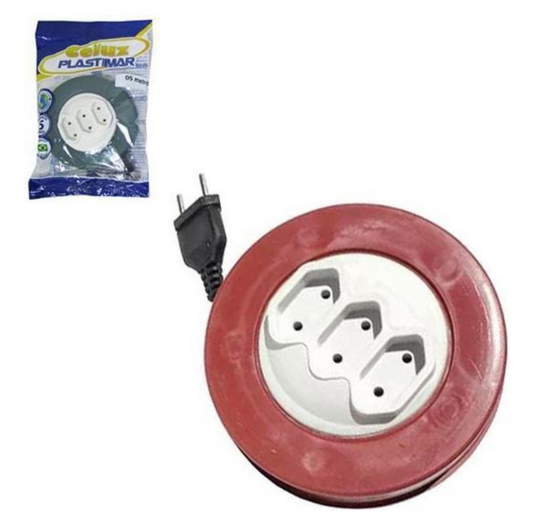 Extensão 5m Com 3 Tomadas Bipolar Bivolt Redonda CELUZ