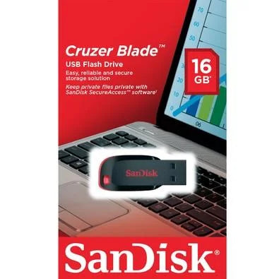 Pen Drive 16GB SanDisk Cruzer Blade, USB 2.0, Preto - SDCZ50-016G-B35