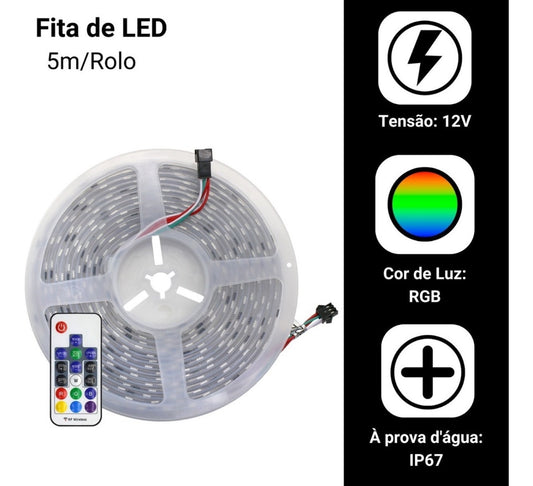 Fita de Led Digital Rgb Endereçavel 2811 Ip67 300 Led 5 Metros