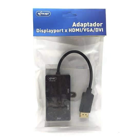 Conversor Adaptador Displayport X Hdmi, Vga, Dvi 3 Em 1