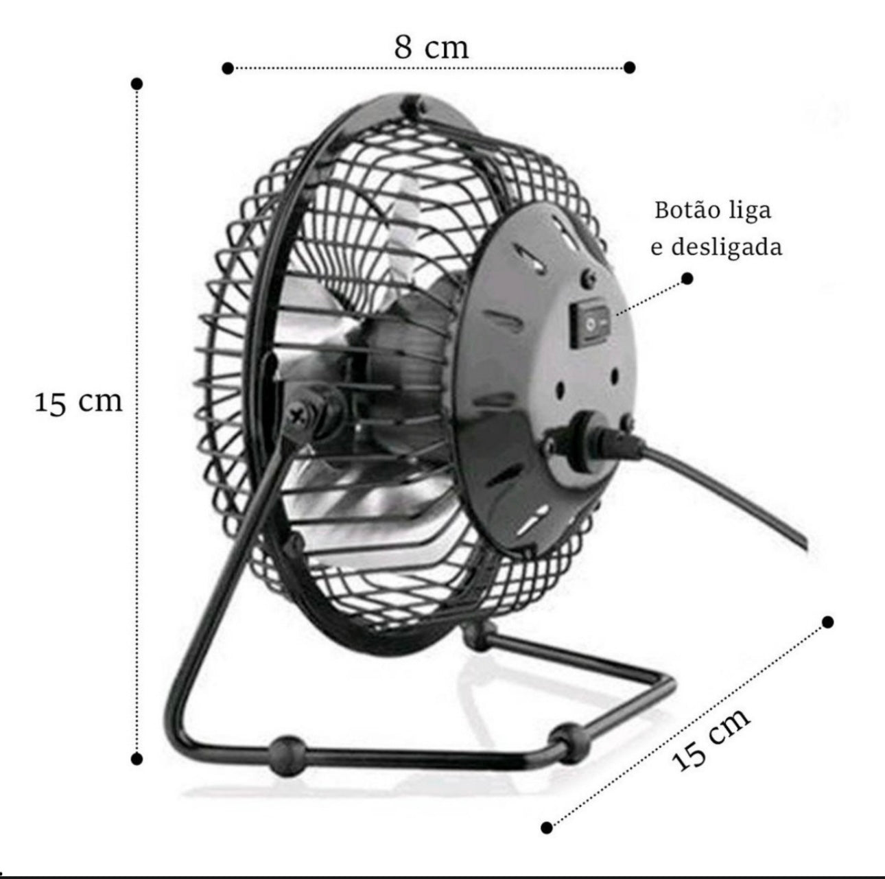 Ventilador de Mesa USB Premium Mini com 4 Pás de Metal Potente e Silencioso LS906