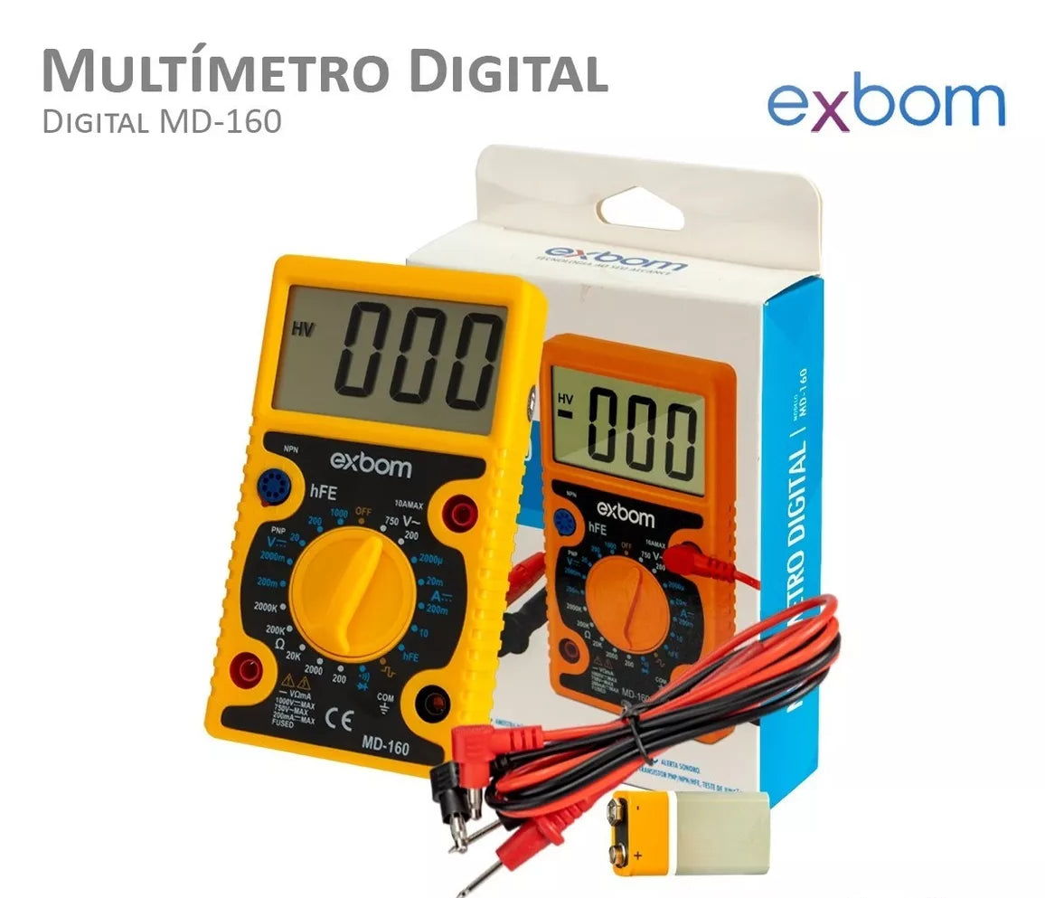 Multímetro Digital Lcd Md-160 Multiteste De Tensão Com Bip