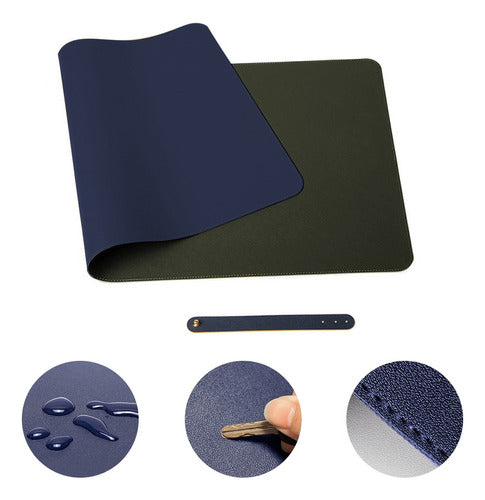 Mouse Pad Couro Profissional 80x30 CM MTC 8030 Tomate - Azul e Verde Escuro