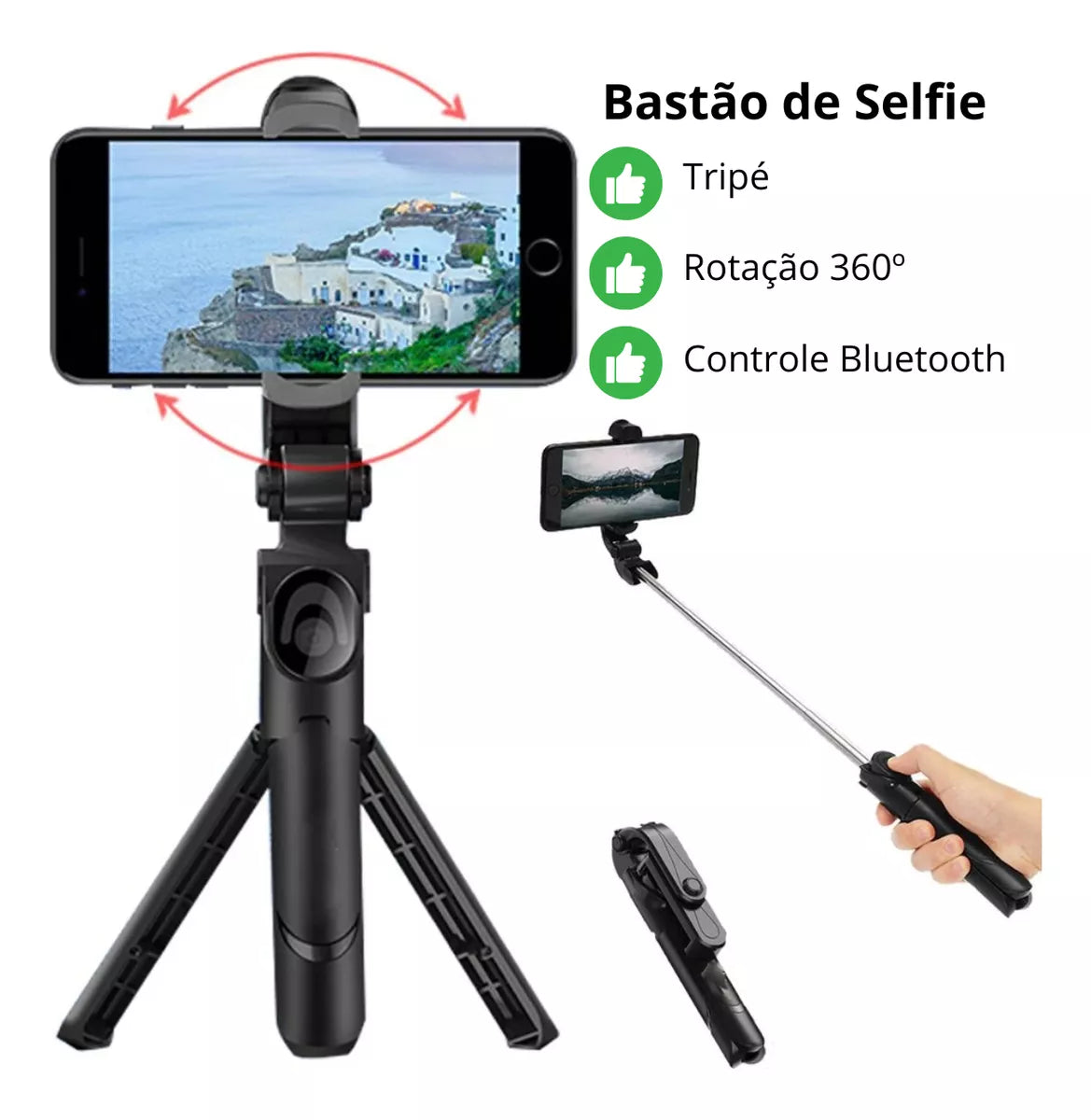Bastão De Selfie Tripé Com Controle Bluetooth KA ZP119