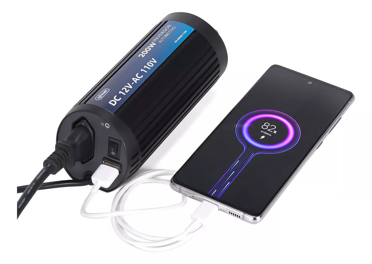 Inversor 12v 110v 200w Usb 60hz Tensão Conversor Veicular