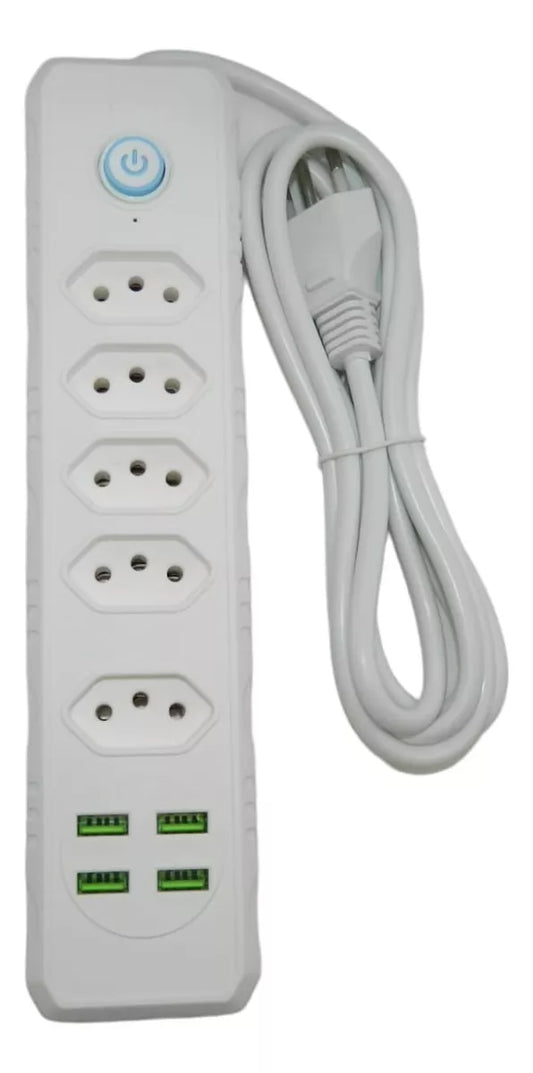Filtro De Linha 5 Tomadas 4 Usb Régua Bivolt Cabo 2 Metros KA 7005
