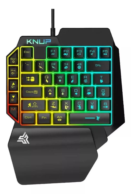 Teclado Gamer Single Hand Rgb Com Fio Compacto Ergonômico TE 133