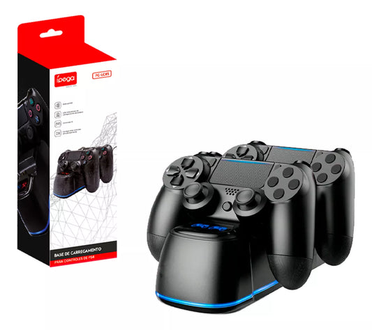 Base Recarga P/ Controles De Ps4 2 Controles Led Indicador