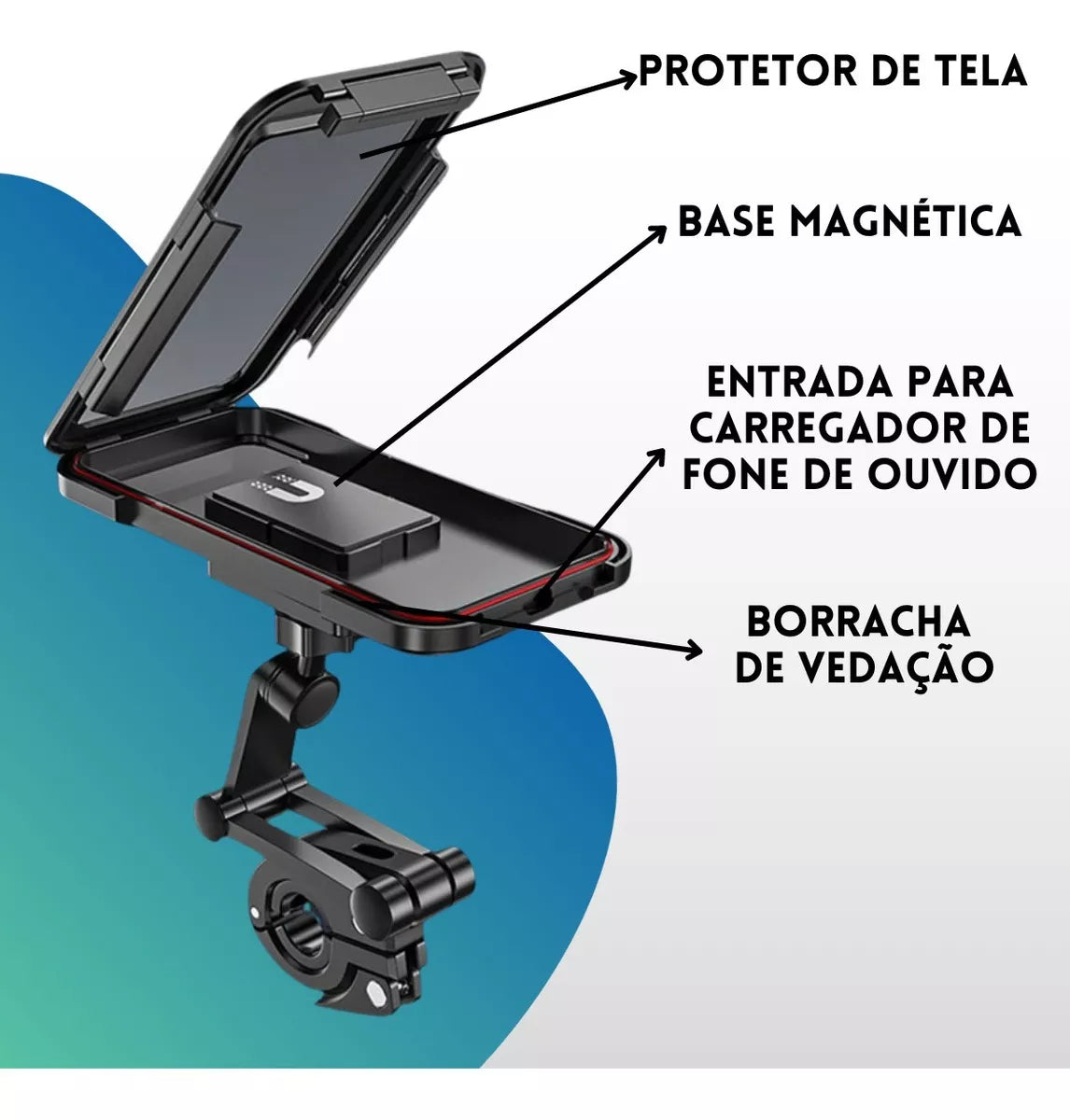 Suporte Moto E Bike Bmax Á Prova Dágua Articulado 360° Com Travas LE078