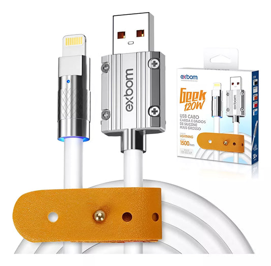 Cabo Carregador Usb Para iPhone 120w Turbo Tipo Lightning