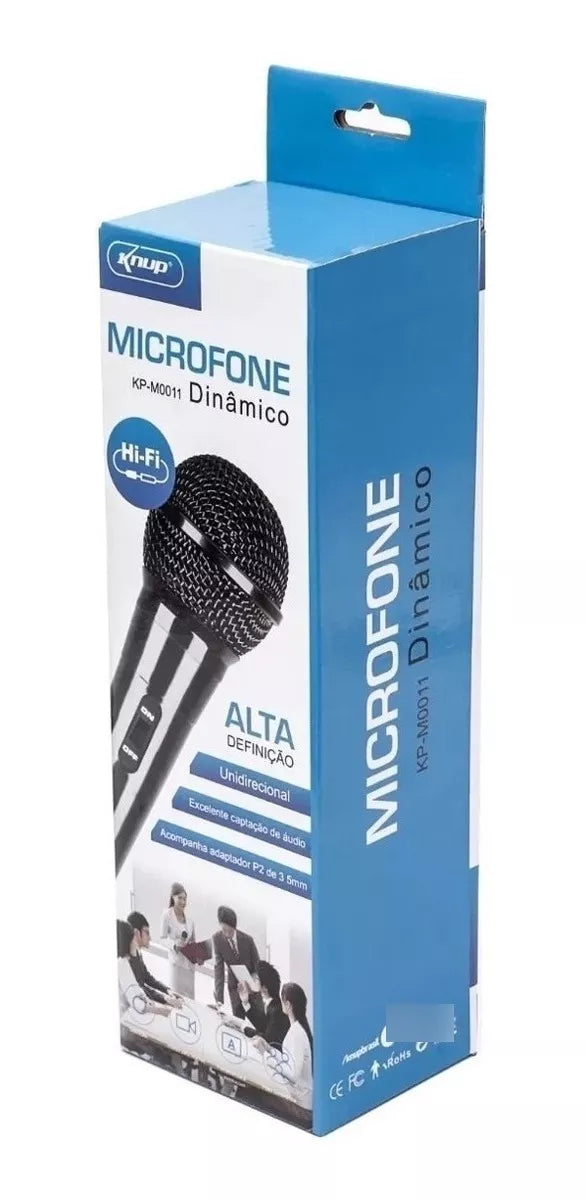 Microfone Dinâmico Com Fio Unidirecional P10 e P2 m0011