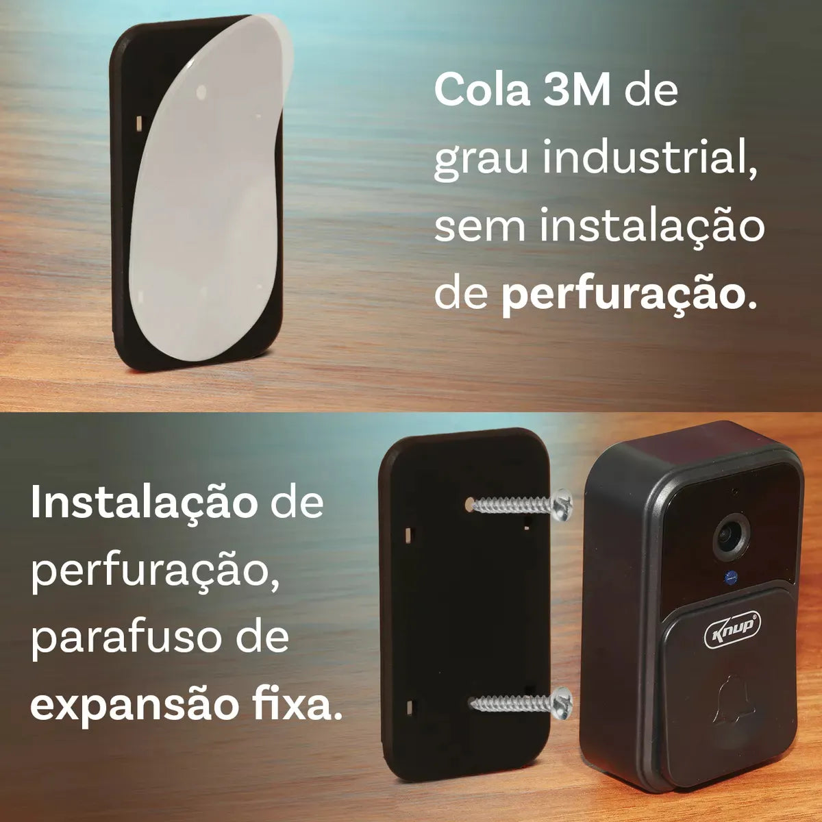 Campanhia Residencial Vídeo Camera Sem Fio Inteligente Wifi Preto KPCA203