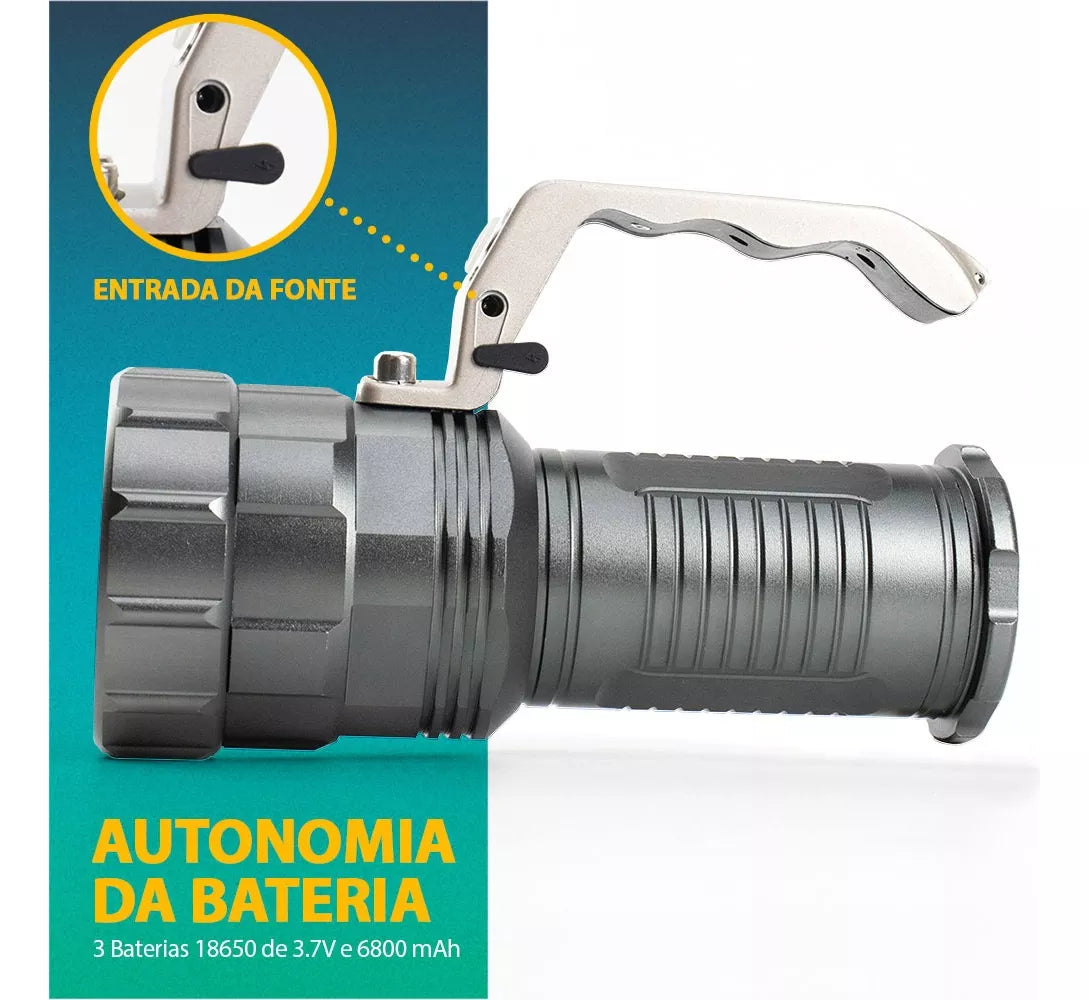 Lanterna Holofote Led De Mão Super Potente C/ Foco Ajustável