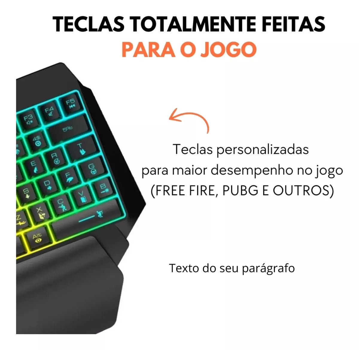 Teclado Gamer Single Hand Rgb Com Fio Compacto Ergonômico TE 133