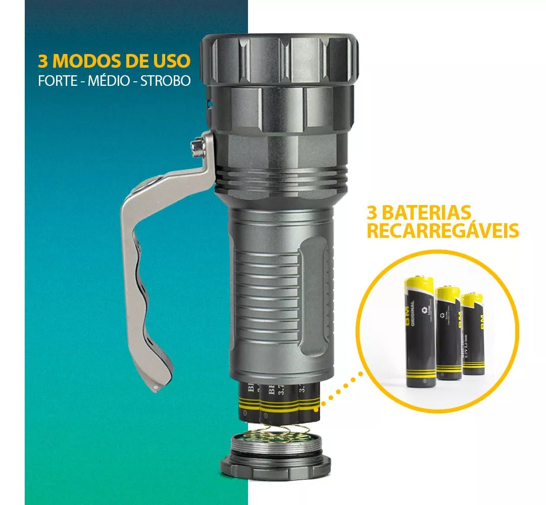 Lanterna Holofote Led De Mão Super Potente C/ Foco Ajustável