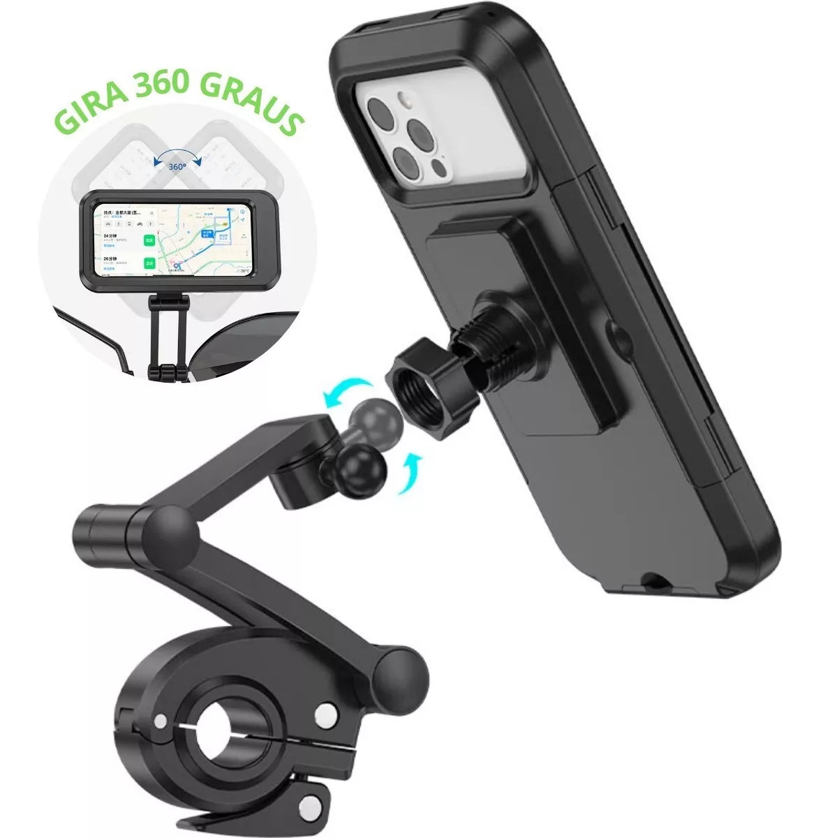 Suporte Moto E Bike Bmax Á Prova Dágua Articulado 360° Com Travas LE078