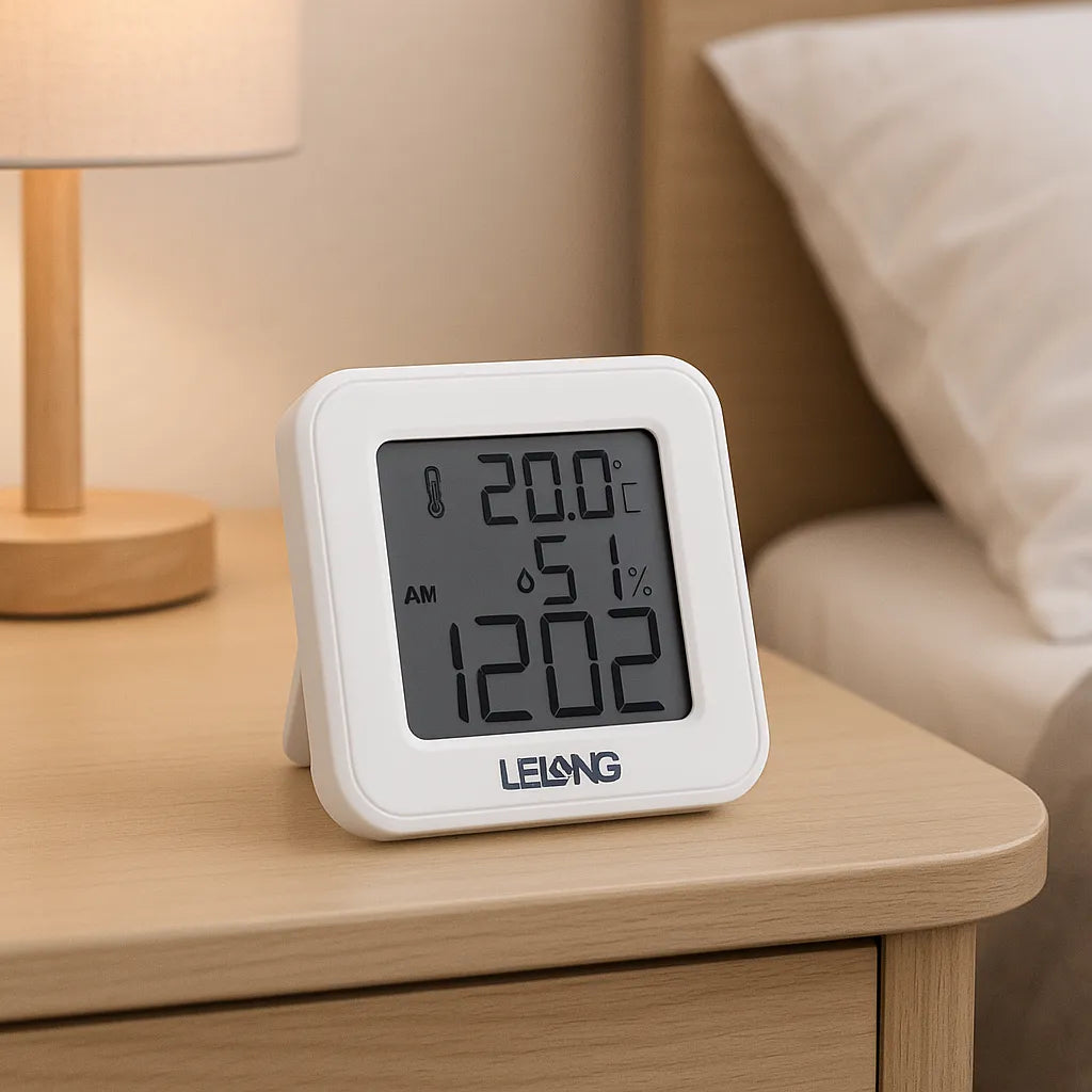 Relógio Digital De Mesa Com Despertador, Temperatura Umidade