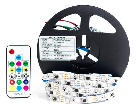Fita Led Ws2811 Endereçável 5 Metros 300 Leds 12v Ip20 Branca Digital
