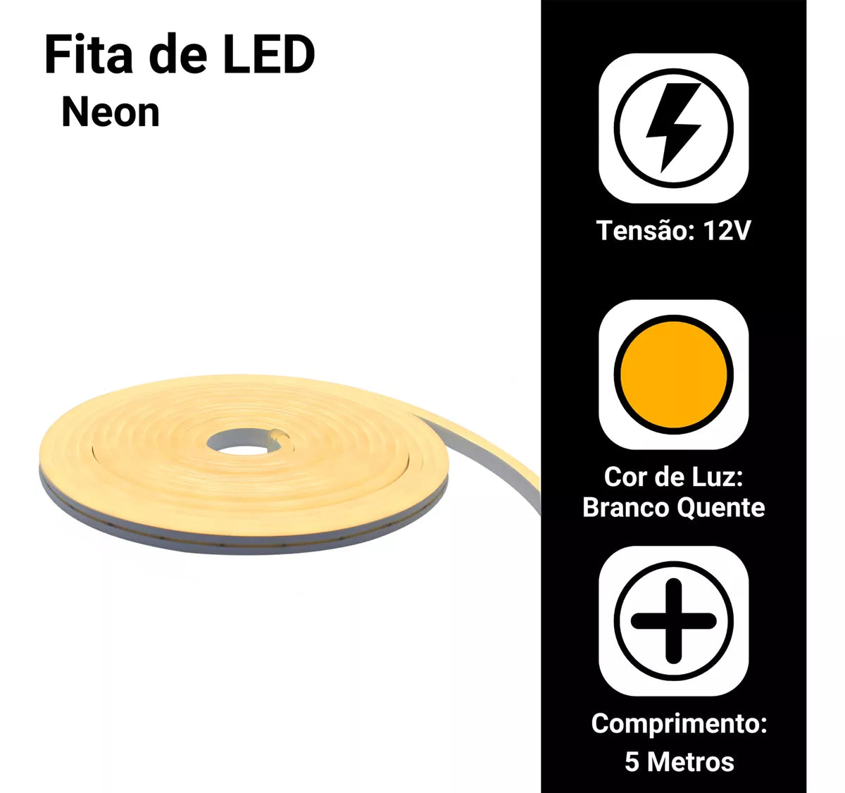 Fita Led Neon 5m Flexivel Siliconada - 12V