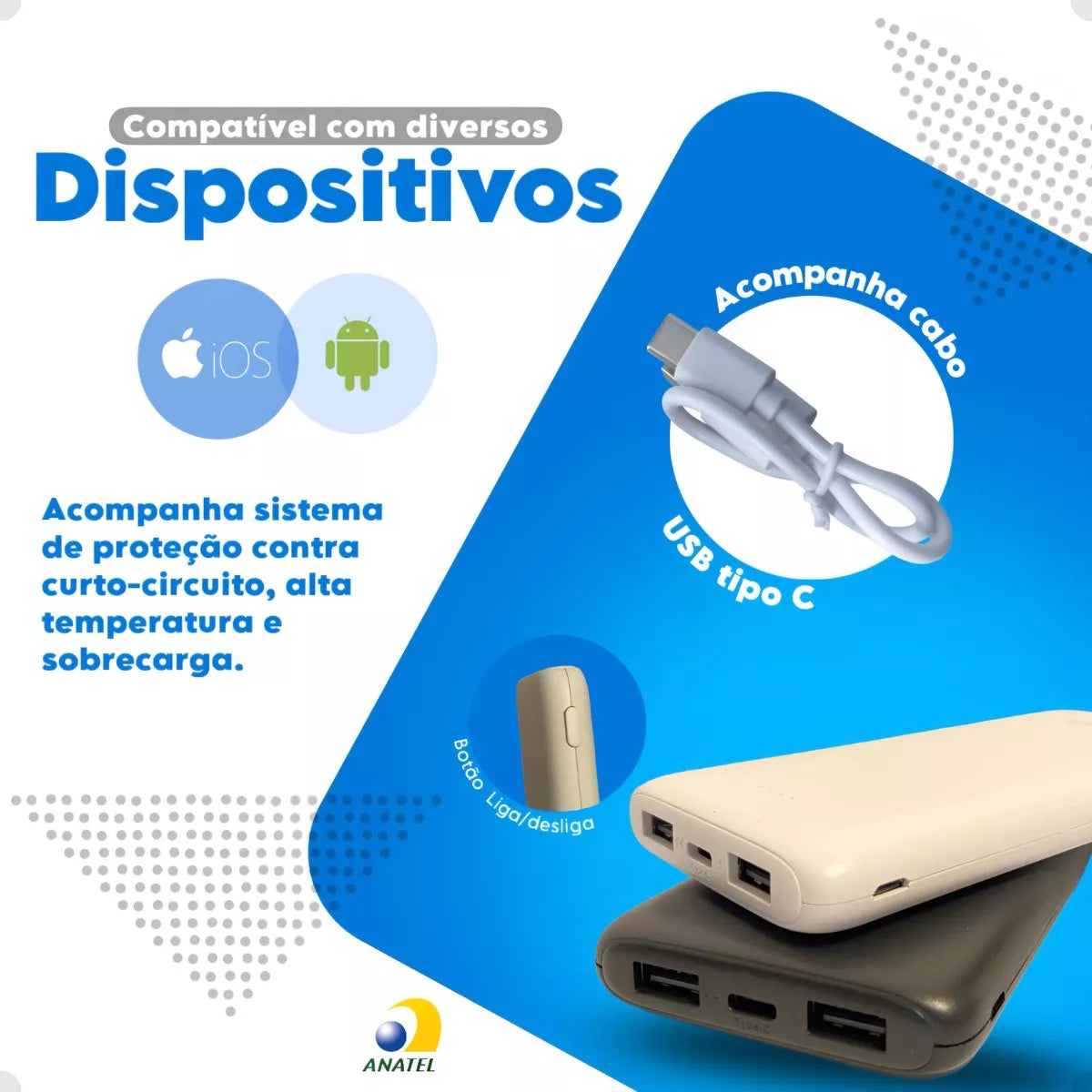 Power Bank Carregador Portátil Turbo Rápido 10000mah 2 Saída max-0531