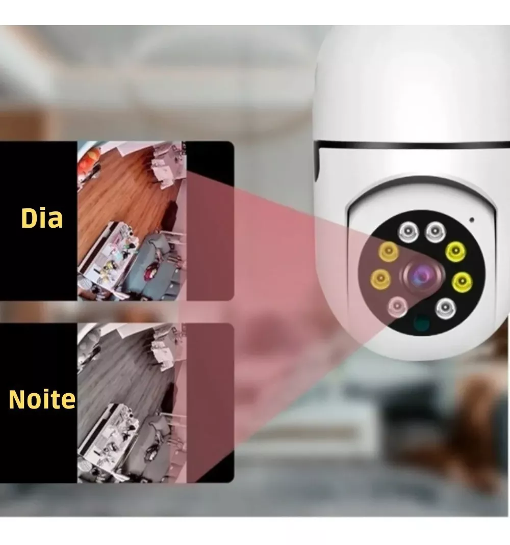 Câmera Lâmpada Wi-fi Smart Y8177 Com Alarme E sensor Presença