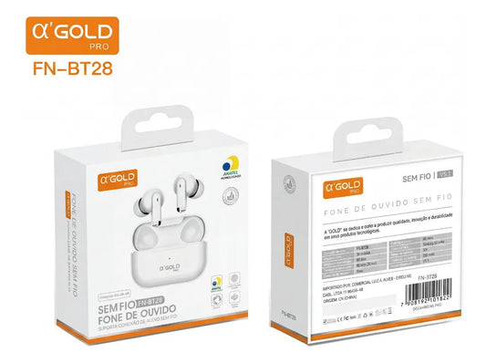 Fone De Ouvido Bluetooth Agold Bt28 5.4 Anti Ruido Branco