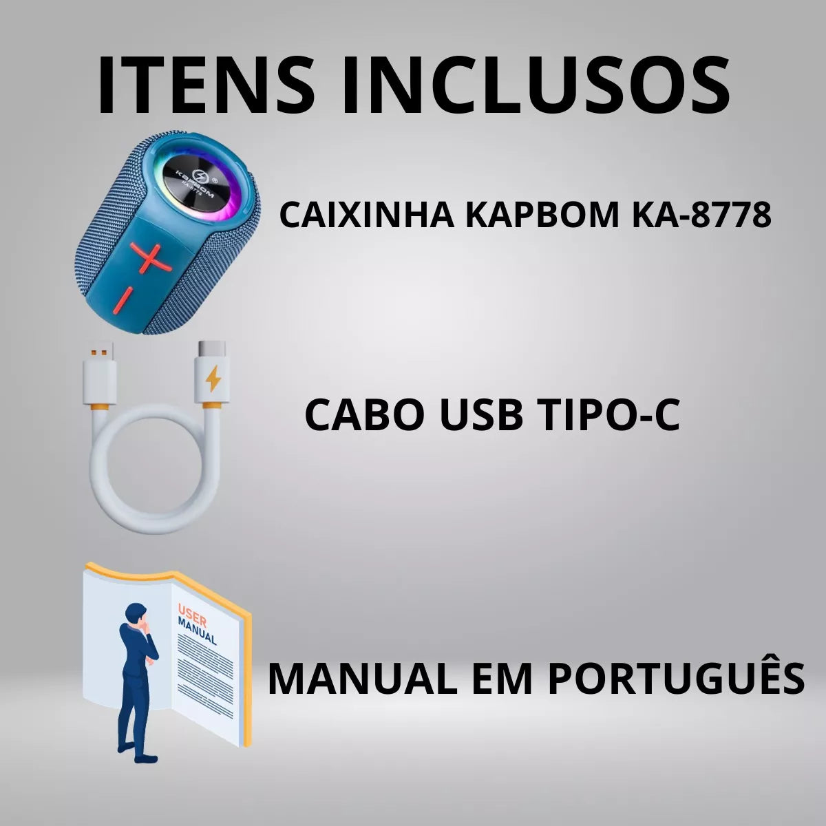 Caixa de Som Portátil Bluetooth RGB 6W RMS ka 8778