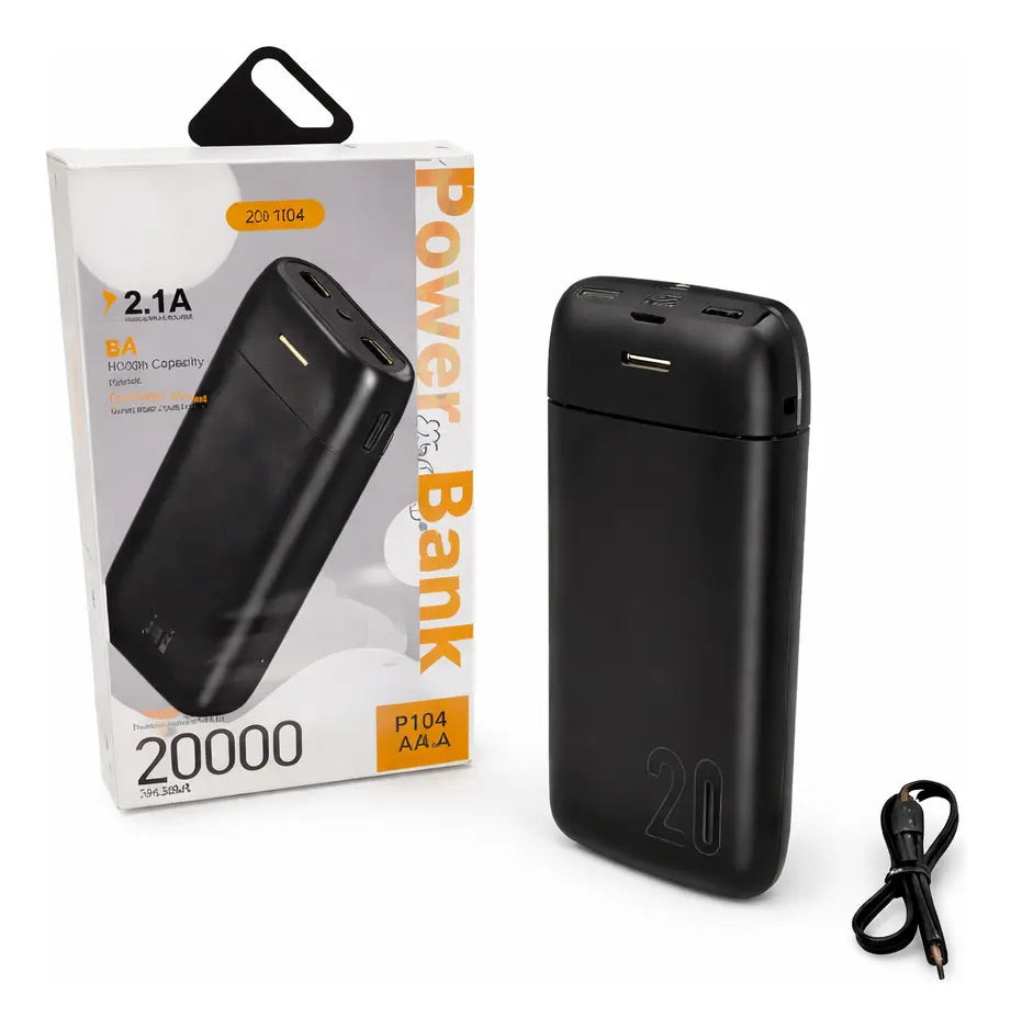 Power Bank 20000mah Portátil Carga Rápida Usb Aa P104