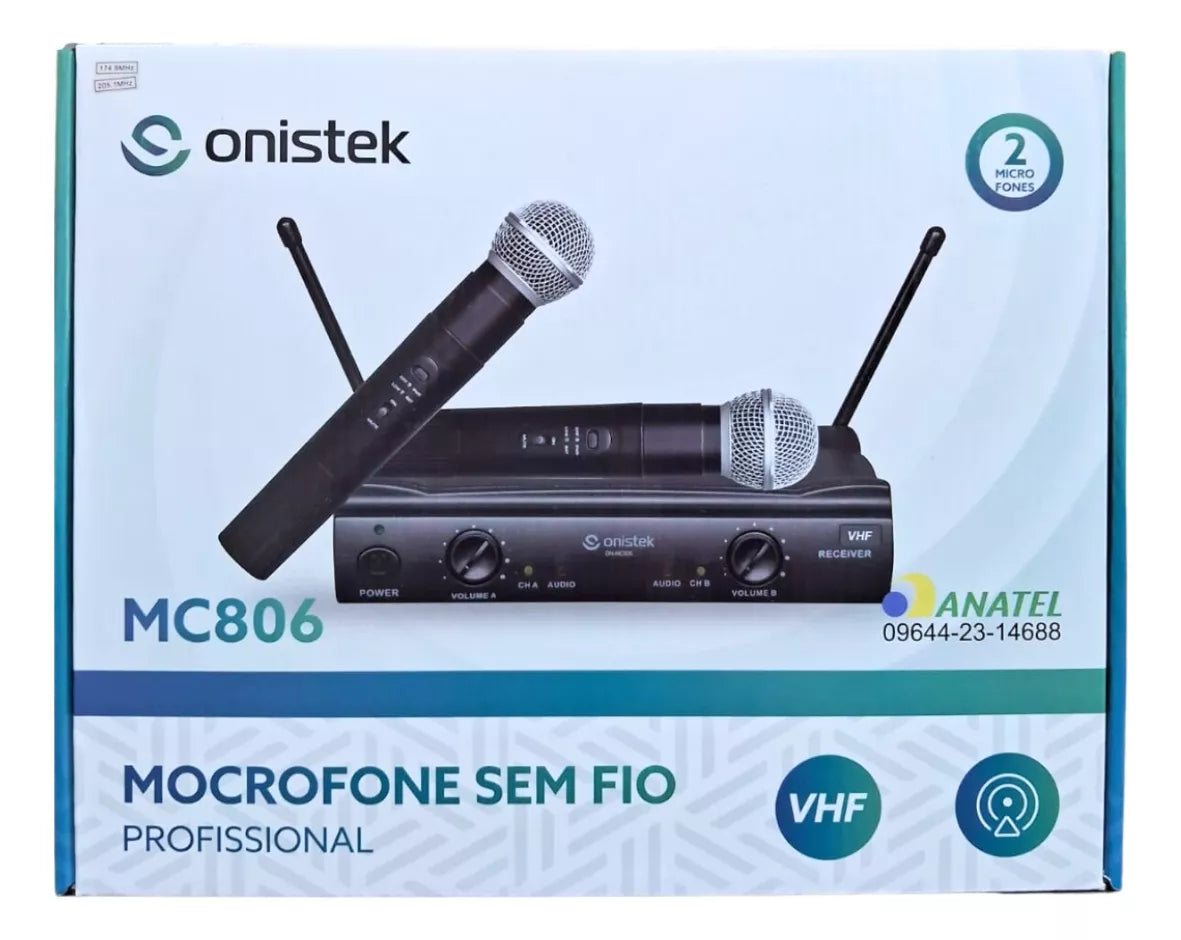 Microfone Onistek Profissional Sem Fio Mc806 Vhf