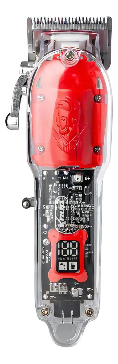 Maquina De Cortar Cabelo Profissional Sem Fio Knup Kp Ma301 Transparente/vermelho