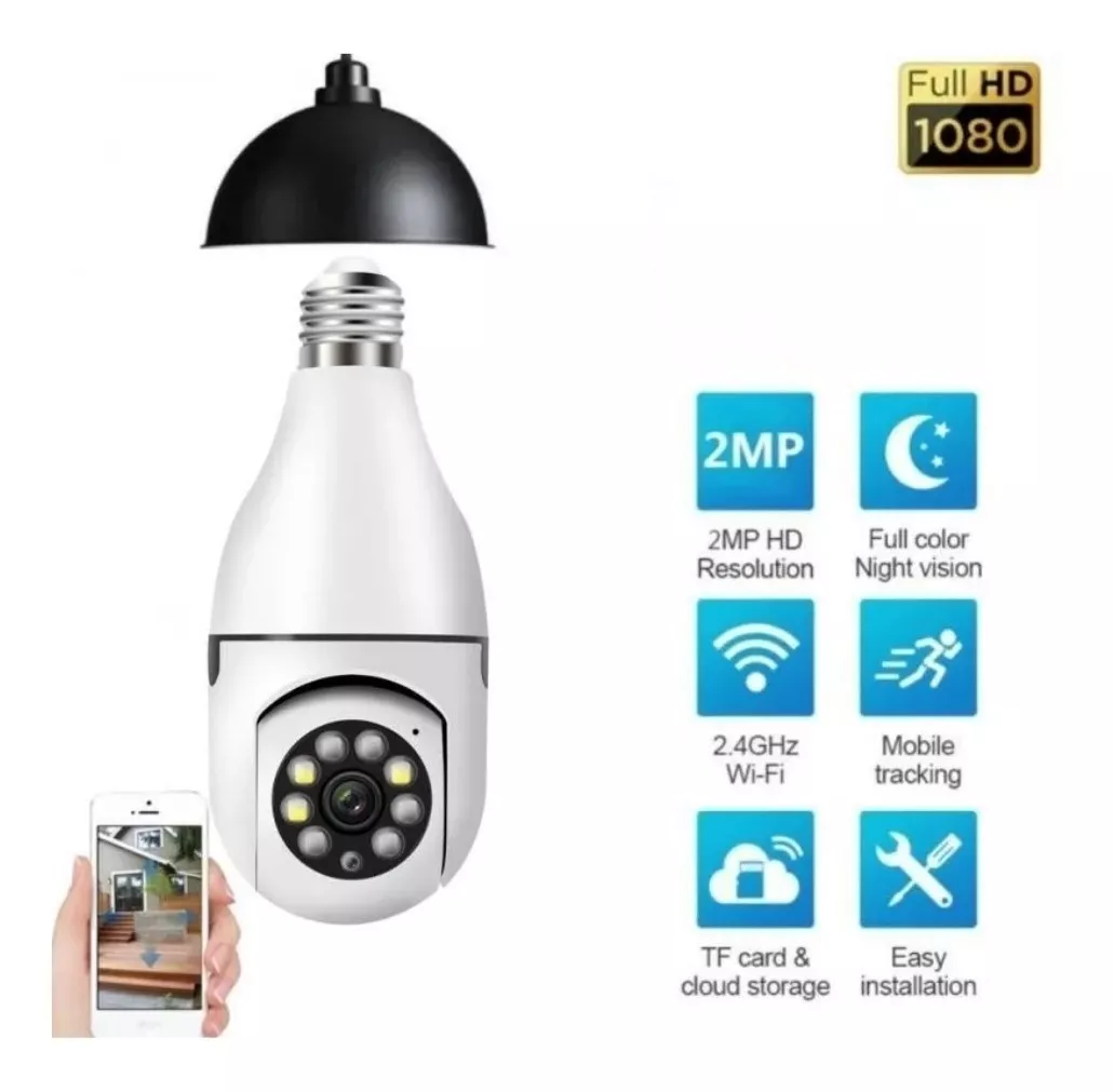 Câmera Lâmpada Wi-fi Smart Y8177 Com Alarme E sensor Presença
