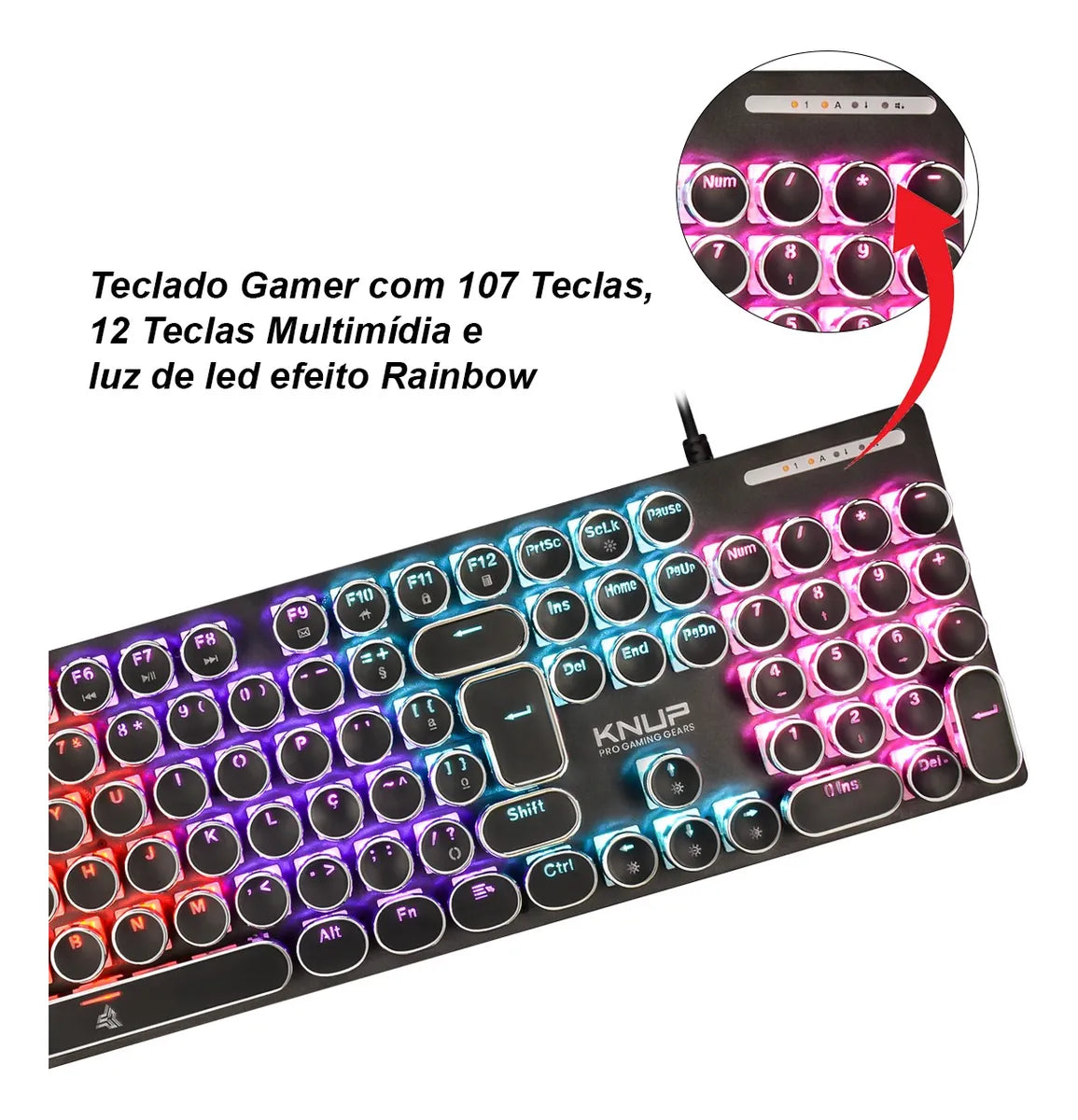Teclado Mecânico Gamer Knup Iluminação Rgb Switches Black