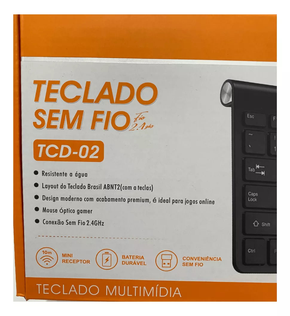 Teclado Sem Fio E Mouse Wireless Super Compacto Premium PRETO TCD02