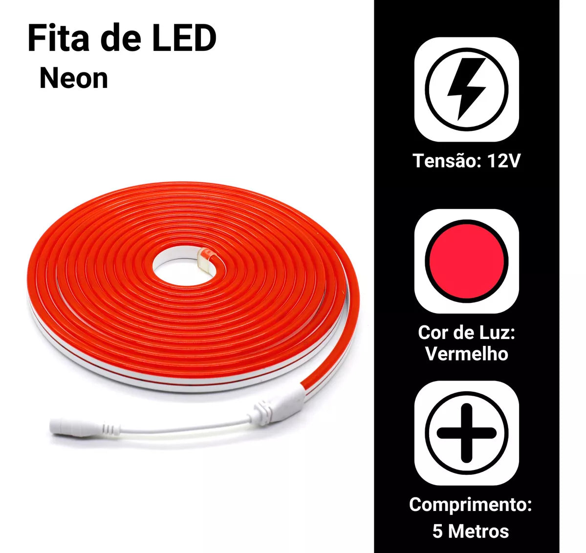 Fita Led Neon 5m Flexivel Siliconada - 12V