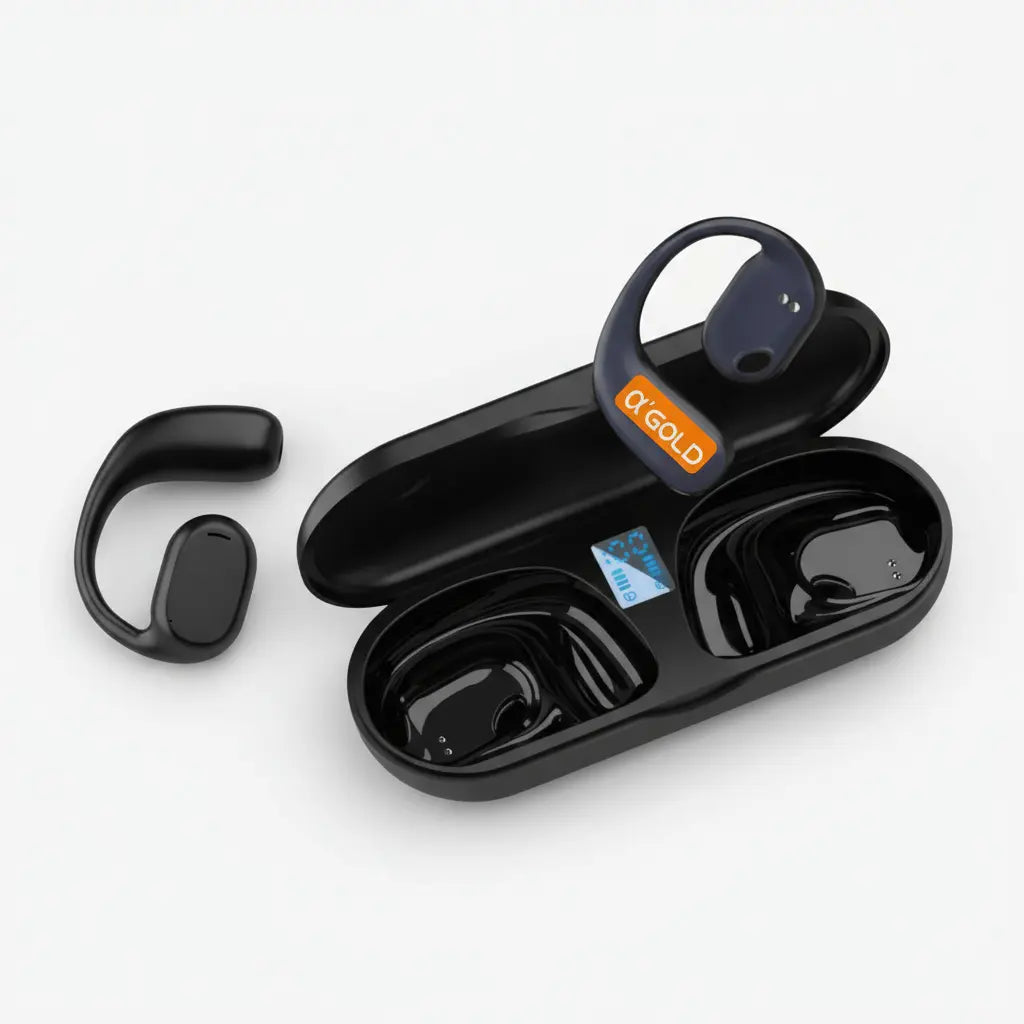 Fone de Ouvido Bluetooth A'Gold Fn-B08 Preto Condução Óssea Atividades Físicas